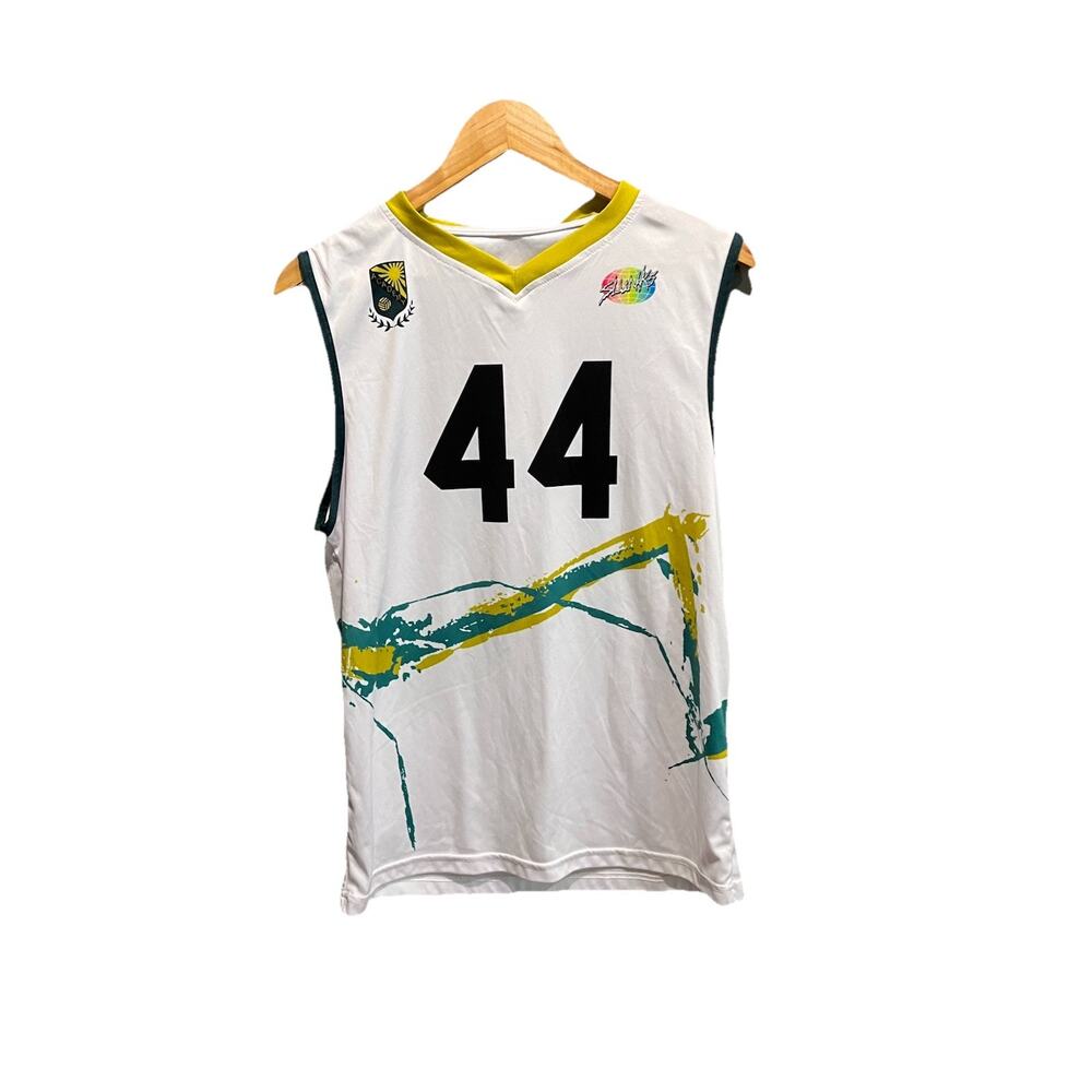 Slunks Academy 44 White Men's Activewear Jersey‎ Tank Top Size M